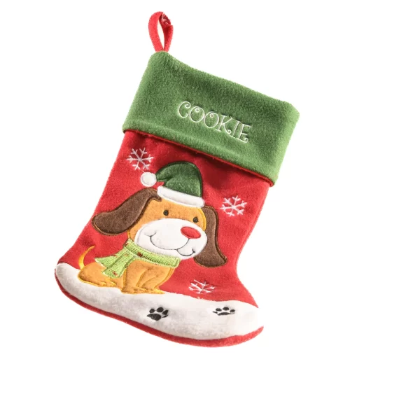 chaussette de noel au nom de votre chien pour le gater le jour de noel