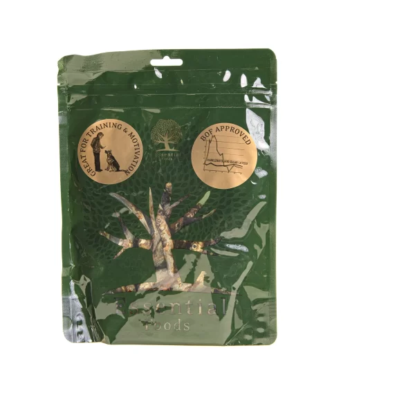 sachet de petits poissons de la mer baltique pour chiens de la marque essential foods