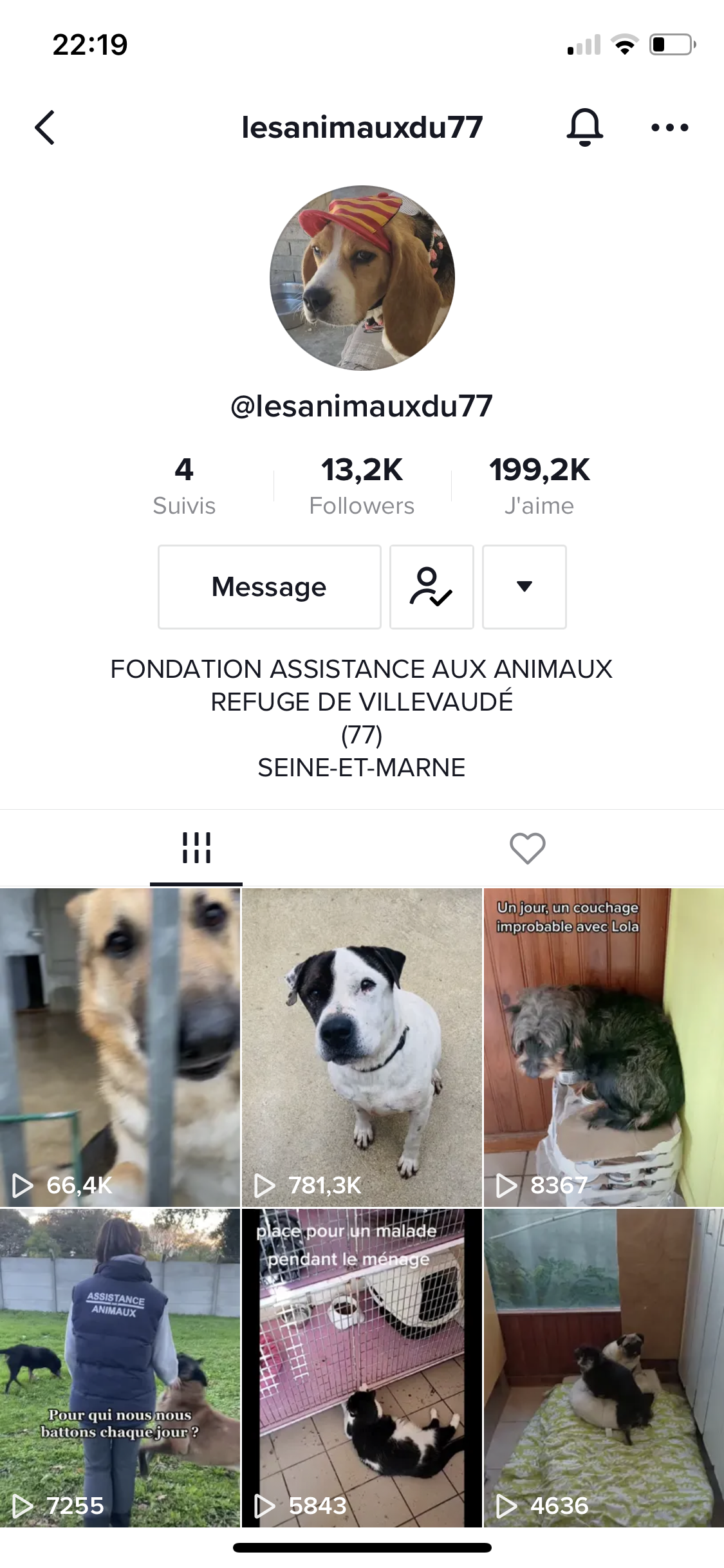 Le site tiktok du refuge de villevaude