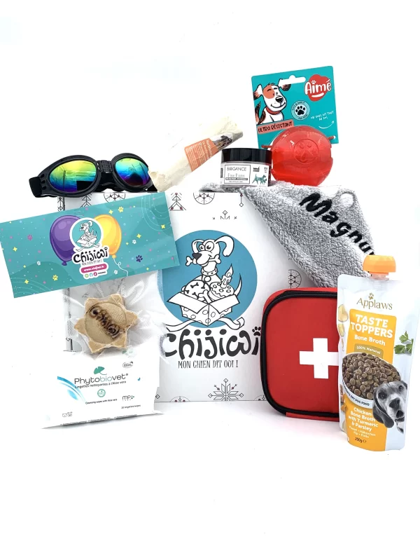 BOÎTE "Je pars à la montagne" (1 biscuit flocon & 8 cadeaux)