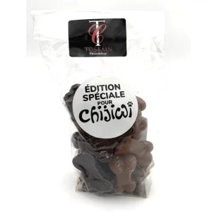 Délicieux chocolats en forme de pattes et d os