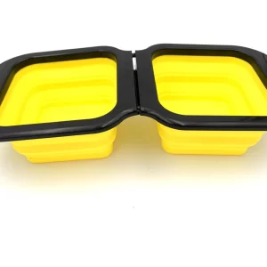 géniale gamelle double pliable de voyage pour chien de couleur jaune