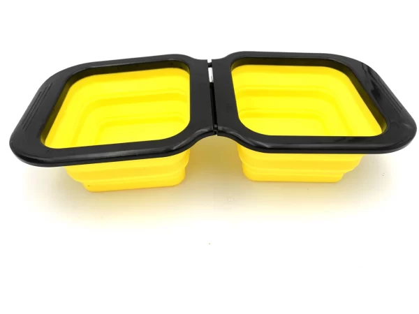 géniale gamelle double pliable de voyage pour chien de couleur jaune